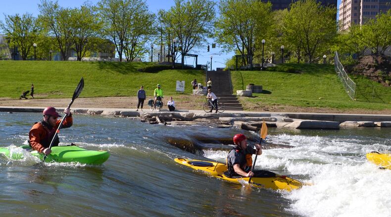 The James M. Cox Foundation in 2011 made a $1 million challenge grant to the RiverScape River Run project to remove the dangerous Monument Avenue low dam and create a much safer fast-water kayak and canoe recreation destination and other recreational opportunities along the Great Miami River. FILE