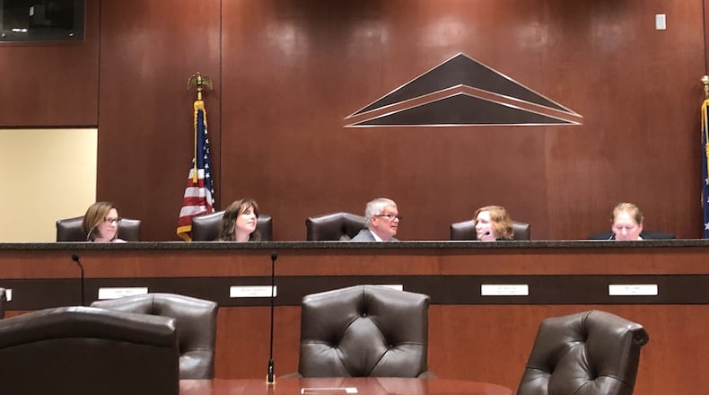 Springboro City Council is set to vote Thursday on up to $3.5 million in financing for a fiber-optic network.
Here the council is pictured earlier this year. STAFF/LAWRENCE BUDD