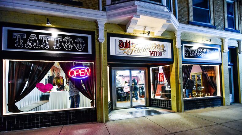 Bold Traditions Tattoo and other businesses and restaurants in downtown Middletown were open for First Friday Feb. 2. NICK GRAHAM/STAFF