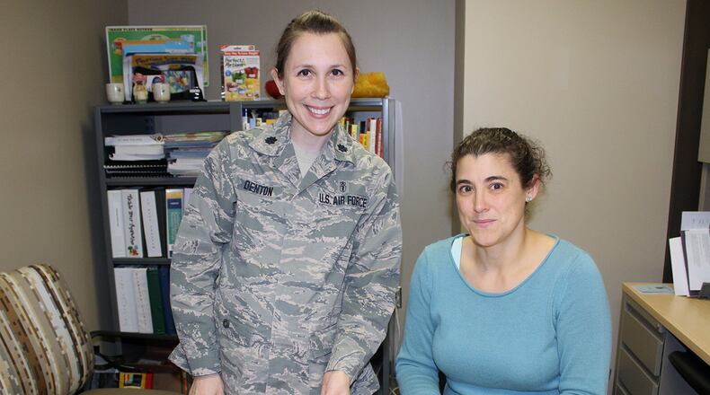 Lt. Col. Amanda Denton, Nutritional Medicine Flight commander and AFMC nutrition consultant, and Kendra Schmuck, Nutrition Clinic manager, can help patients achieve their personal nutrition goals for a healthier lifestyle. The 88th Medical Group Nutrition Clinic provides medical nutritional therapy for active duty members, retirees and their dependents offering classes and individual appointments to provide nutritional guidance. (U.S. Air Force photo/Stacey Geiger)
