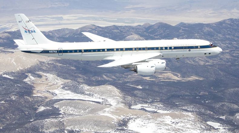 NASA operates a highly modified Douglas DC-8 jetliner as a flying science laboratory. NASA Image
