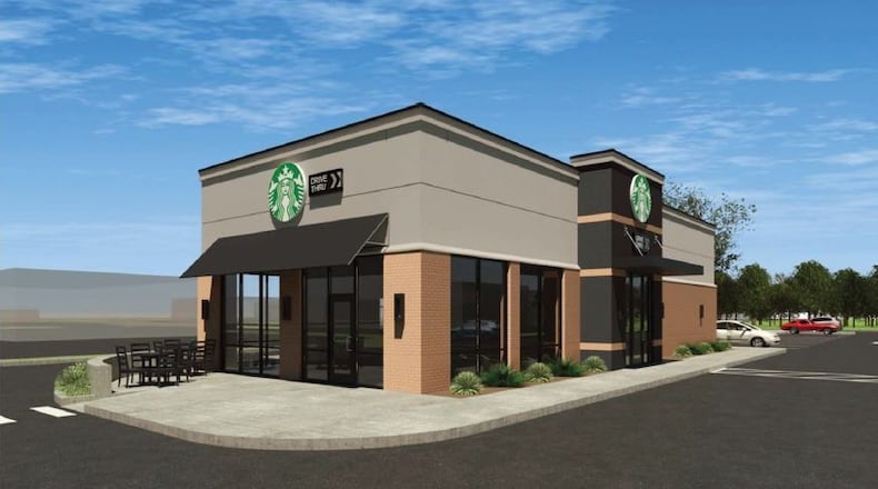 An artist's rendering of the Starbucks in Huber Heights, before it was built.