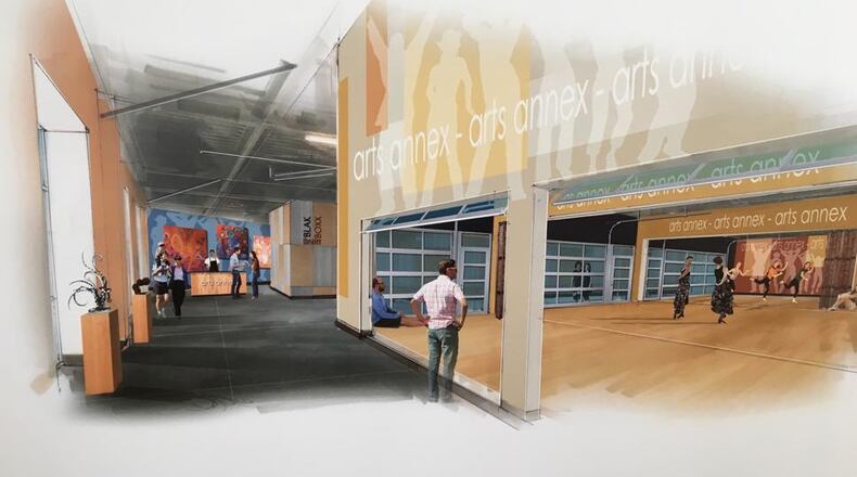 An artist’s rendering of the new Arts Annex space being created at West Second and North Ludlow streets in Dayton. CONTRIBUTED