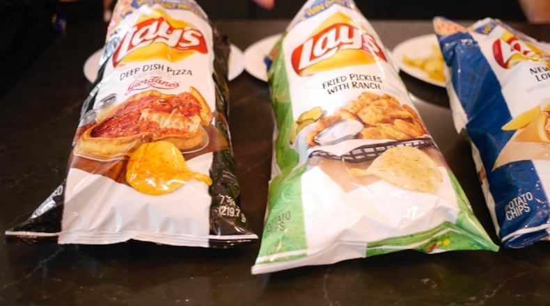 Lay's launched a Tastes of America line of potato chips with eight new regional flavors, but only one will be available in Chicagoland stores: Deep Dish Pizza. The Deep Dish Pizza flavor struck tasters as surprisingly cheesy, and captured the monstrous mozzarella magma of Giordano's stuffed pies. (joseph Hernandez/Chicago Tribune/TNS)