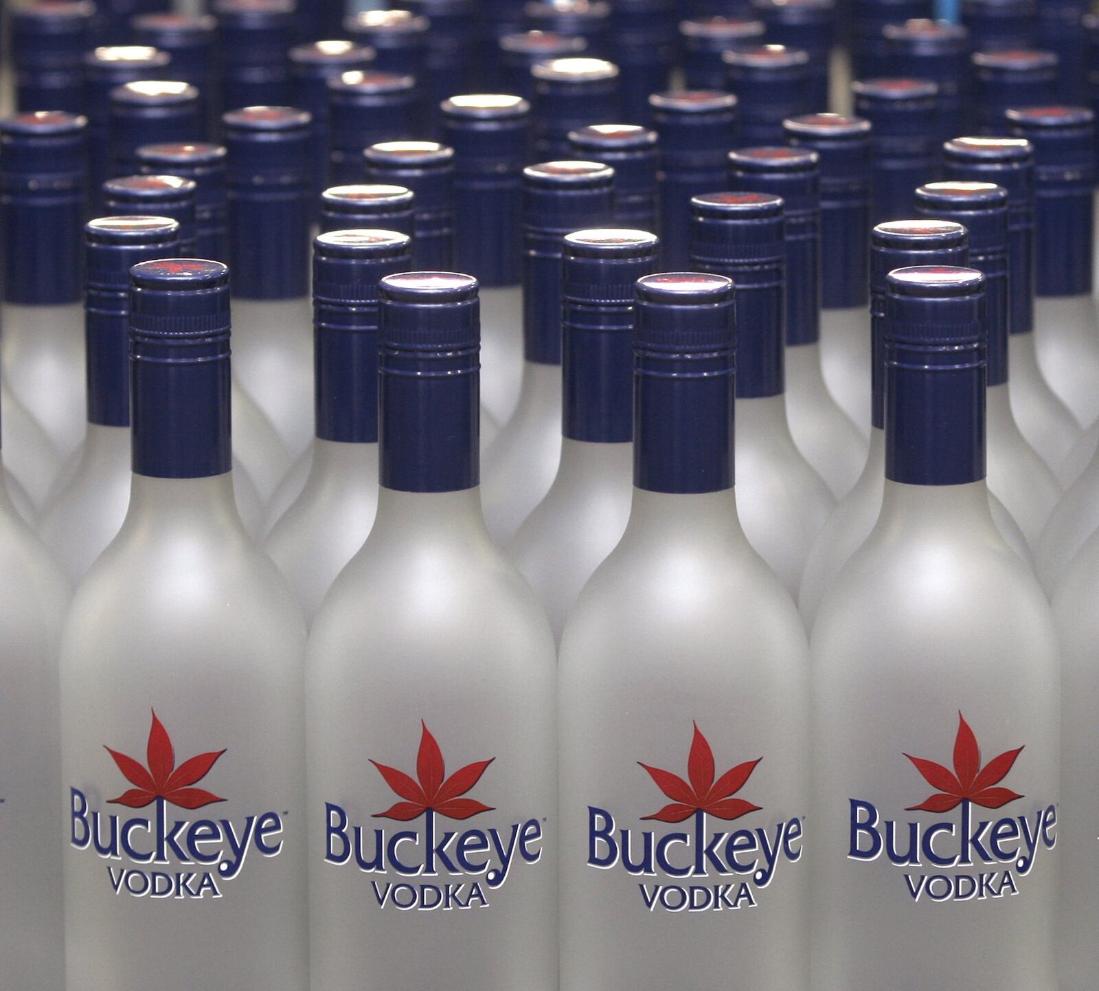 Bottles wait to be filled with locally-crafted Buckeye Vodka.