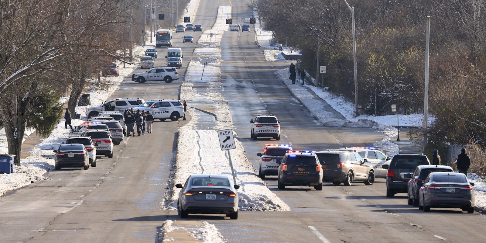A large police presence was reported in the 1700 block of South Gettysburg Avenue in Dayton Thursday afternoon on Dec. 4, 2025. BRYANT BILLING / STAFF