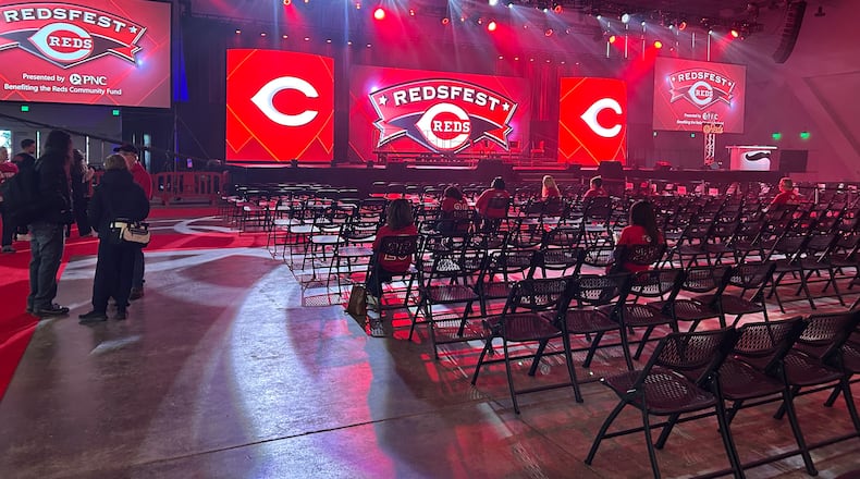 Fans await the action to begin on the main stage at RedsFest 2026 on Jan. 16, 2026 at the Cincinnati Convention Center. CHARLIE GOLDSMITH / CONTRIBUTED PHOTO