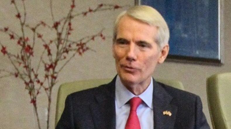 Sen. Rob Portman met with Dayton Daily News and WHIO reporters and editors on Monday. Photo by Eric Dietrich
