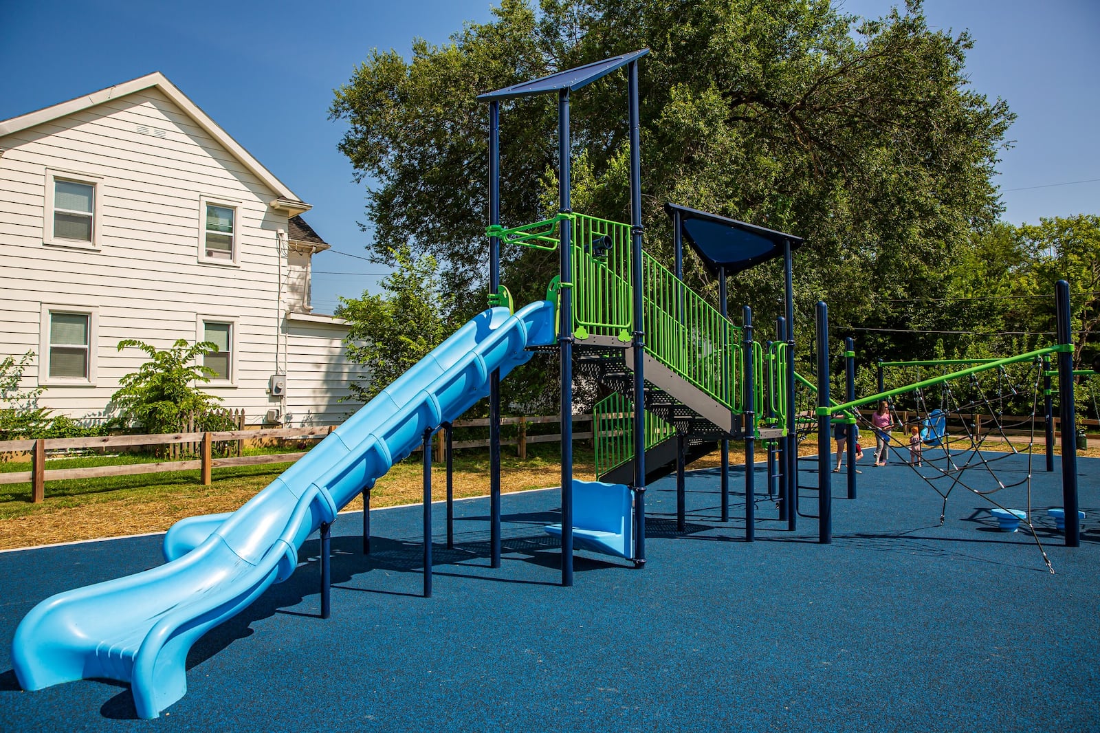 Slides are part of the amenities at the new 4,300-square-foot playground at the Miamisburg’s Sixth & Pearl Playlot. The revamp of the decades old neighborhood playlot is part of citywide upgrades to public play spaces. CONTRIBUTED