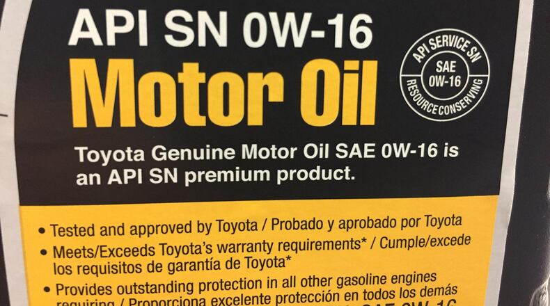SAE 0W-16 was found at a Toyota dealer but should become more widely available in the future as more and more vehicles start to use this viscosity engine oil. James Halderman photo