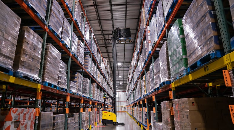 The DHL/Crown Equipment-developed forklift, at work. CONTRIBUTED.