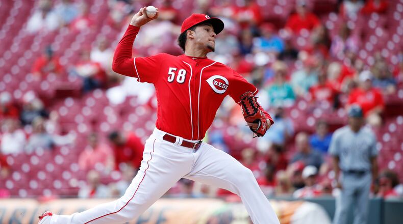 Luis Castillo pitches Wednesday against the Milwaukee Brewers at Great American Ball Park. (Photo by Joe Robbins/Getty Images)