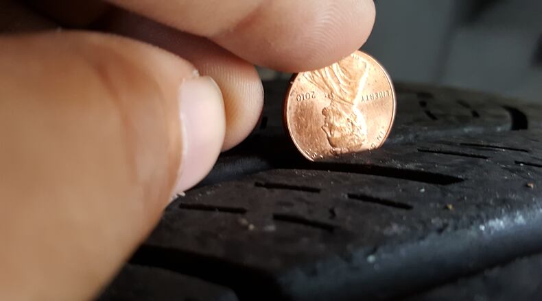 From this “Penny Test” this vehicle will need new tires soon. Michael Tyler II/Staff