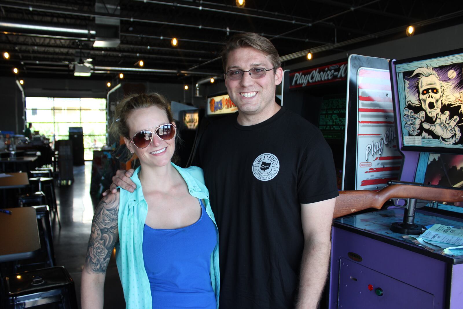 Kimberly Green and her fiance' Tony Clark. Clark is co-owner of DK Effect. The bar arcade celebrated its soft opening on Saturday, June 3.