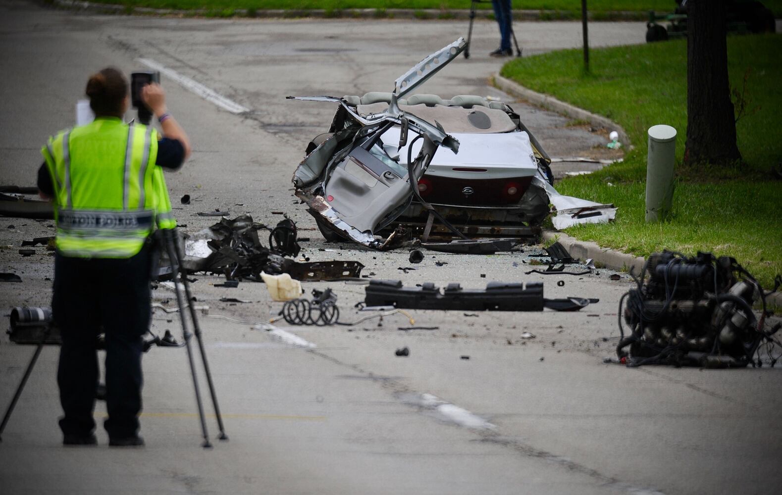 Vehicle splits in two during Dayton crash