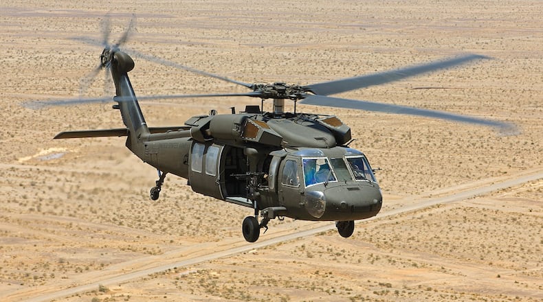The UH-60 Black Hawk helicopter.
