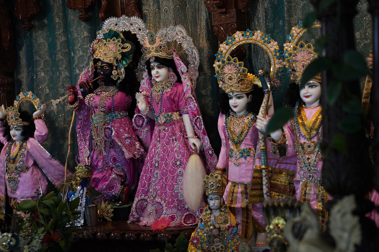 Deities sit in the main altar at The Shri Shri Radha Krishna Temple in Spanish Fork, Utah, on Friday, April 25, 2025. (AP Photo/Jessie Wardarski)