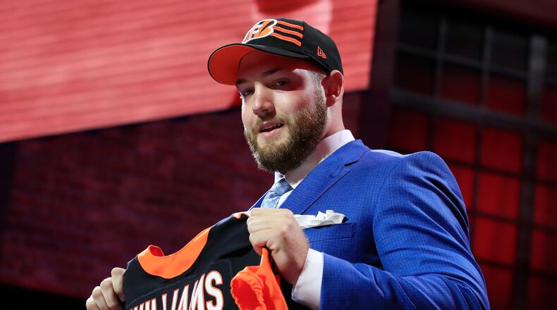 NASHVILLE, TENNESSEE - APRIL 25: Jonah Williams of Alabama reacts after being chosen #11 overall by the Cincinnati Bengals during the first round of the 2019 NFL Draft on April 25, 2019 in Nashville, Tennessee. (Photo by Andy Lyons/Getty Images)