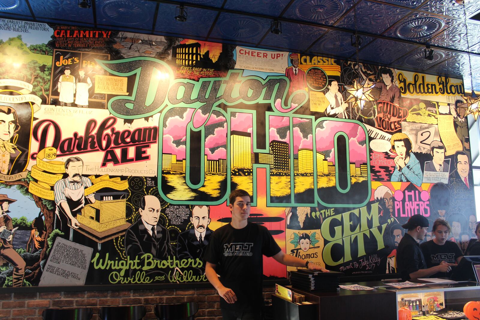 Melt Bar and Grilled opened its first Dayton area restaurant in Beavercreek on June 12, 2017.  Sneak peeks were held the weekend before. The restaurant employees 100 and is decorated in Dayton decor. Matt Fish is Melt's founder.
