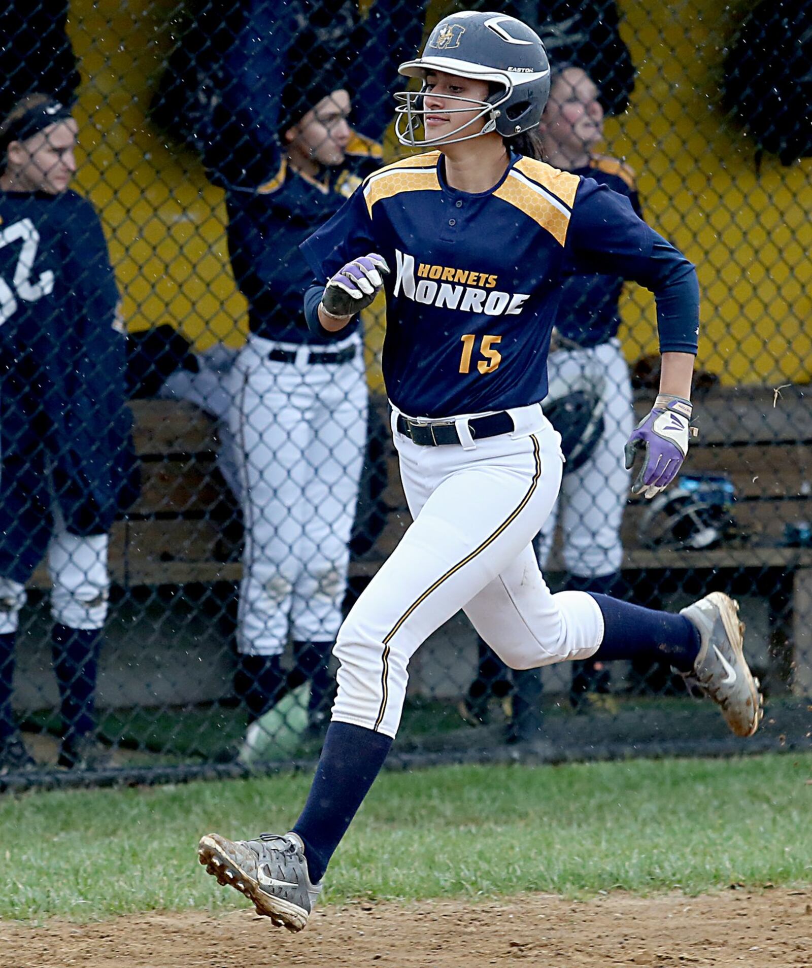Monroe’s Alexis Arnold scores a fifth-inning run Wednesday during a game against visiting Franklin. CONTRIBUTED PHOTO BY E.L. HUBBARD