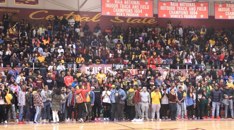 The crown at Monday’s Central State-Wilberforce men’s basketball game. Nick Novy/CONTRIBUTED