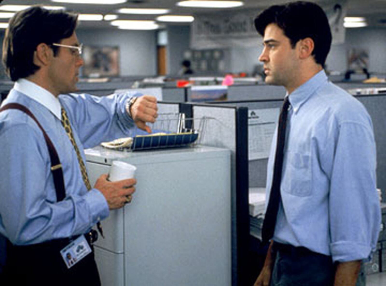 Gary Cole and Ron Livingston in 20th Century Fox's Office Space - 1999