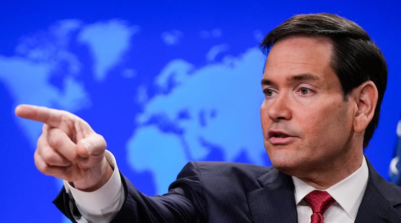 Secretary of State Marco Rubio speaks during a news conference at the State Department, Friday, Dec. 19, 2025, in Washington. (AP Photo/Julia Demaree Nikhinson)