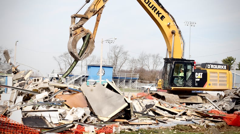 Demolition at Yellow Springs high school Wednesday, March 19, 2025. MARSHALL GORBY \STAFF