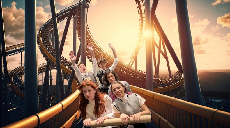 Left to right: Courtney Collinsworth and Faeryn Bass; center: Valentine Rangel; back: Dominick Griffin and Henry Ballard in Sinclair Community College's production of "Ride the Cyclone." PHOTO ILLUSTRATION BY PATTI CELEK
