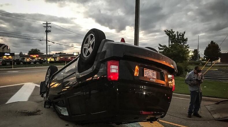 Authorities said the stolen Jeep driven by Alyssa Irwin-DeBraux Sept. 11 flipped on Ohio 741 near the Dayton Mall while seeking to avoid police. The wreck near Ohio 725 came minutes after a fatal crash involving a police cruiser pursuing the Jeep. FILE