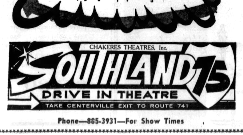 The Southland 75 drive-in movie theater opened in 1964. DAYTON DAILY NEWS ARCHIVES.