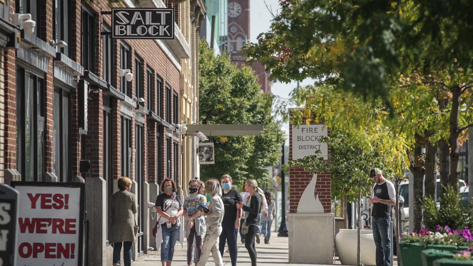 People line-up to visit Salt Block Biscuit Company on Third Street in the Fire Block District.