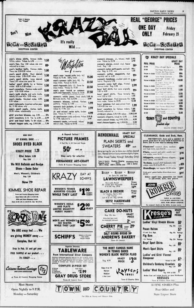 Town and Country shopping center advertisements