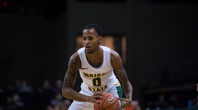 Jaylon Hall, shown earlier this season, scored a team-high 17 points and had seven rebounds Wednesday in Wright State’s win over Miami in the third-place game of the Gulf Coast Showcase in Estero, Fla. Joseph Craven/WSU Athletics