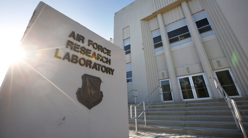 Air Force Research Laboratory headquarters at Wright-Patterson Air Force Base. AFRL has a workforce of more than 10,000 worldwide, with 60 percent based here. FILE