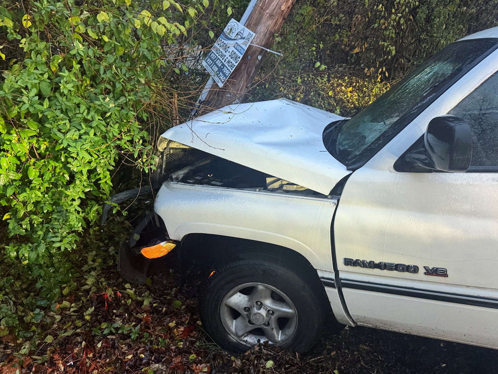 Montgomery County sheriff's deputies arrested a man on Tuesday, Nov. 25, 2025, after he reportedly hit a cruiser twice and attempt to flee before crashing into a utility pole in Harrison Twp. Photo courtesy of the Montgomery County Sheriff's Office.