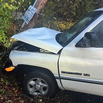Montgomery County sheriff's deputies arrested a man on Tuesday, Nov. 25, 2025, after he reportedly hit a cruiser twice and attempt to flee before crashing into a utility pole in Harrison Twp. Photo courtesy of the Montgomery County Sheriff's Office.