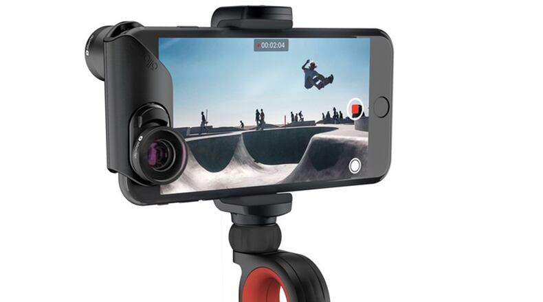 The limited edition olloclip Filmer’s Kit for iPhone (iPhone 8/7 or 8 Plus/7 Plus) includes a pivot articulating mobile video grip with 225-degree articulation. (olloclip)