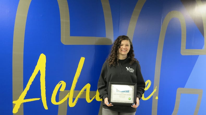 Warren County Career Center senior Honesty Stanifer attends the Aerospace Academy and plans to become a pilot. Photo by Peg Gold