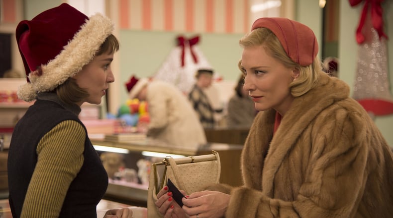 Rooney Mara (left) and Cate Blanchett in "Carol," which will be screened in 2026 at The NEON and the Regal Fairfield Commons as part of Ohio Goes to the Movies' celebration of America's 250 birthday. The movie was filmed in Cincinnati in 2014. FILE