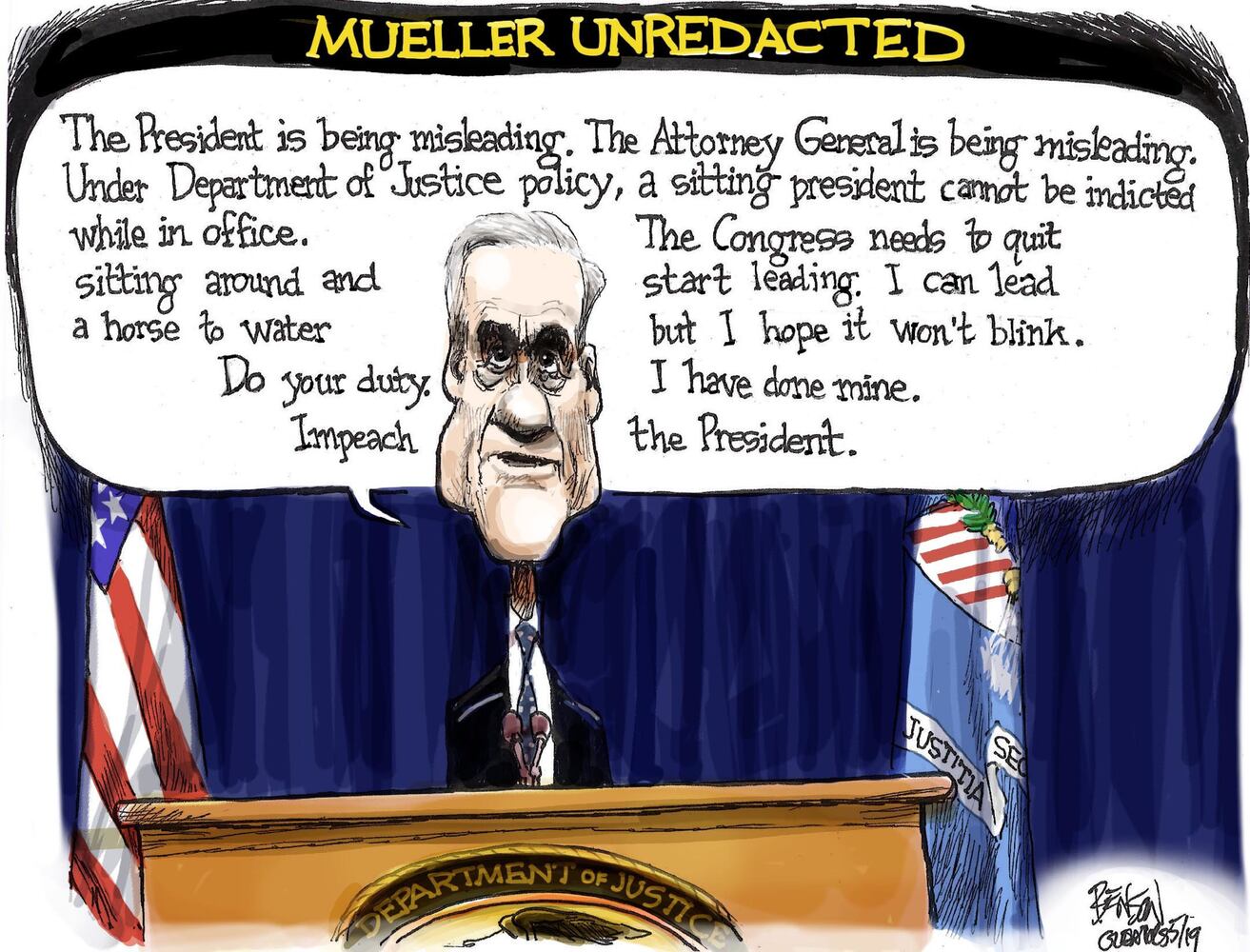 Week in cartoons: Mueller speaks and more