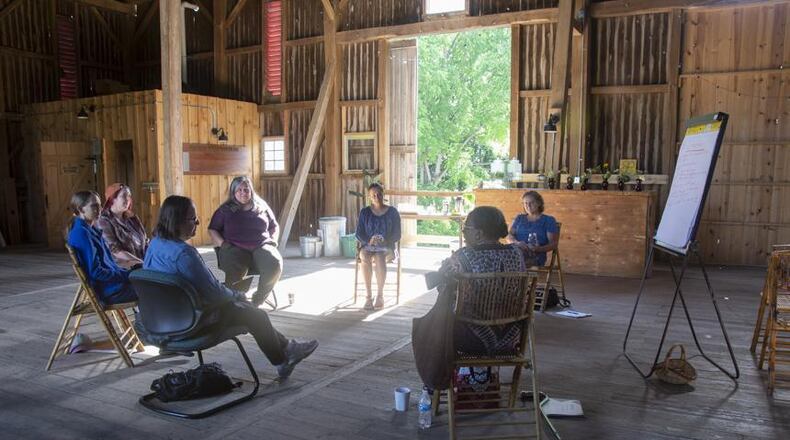 A moment of story collection at the Agraria Center for Regenerative Practice. PHOTO BY DENNIE EAGLESON