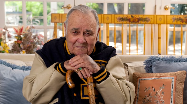 Former Springfield resident Jonathan Winters sports the Wildcat blue jacket at his home in Montecito, Calif., in this 2011 file photo. The legendary comedian, who died in 2013, is the subject of a program by the Clark County Historical Society on Wednesday, April 12, 2023, that will include some recently rediscovered interviews he did about his time in Springfield. Photo by Michael Moriatis, special to the News-Sun