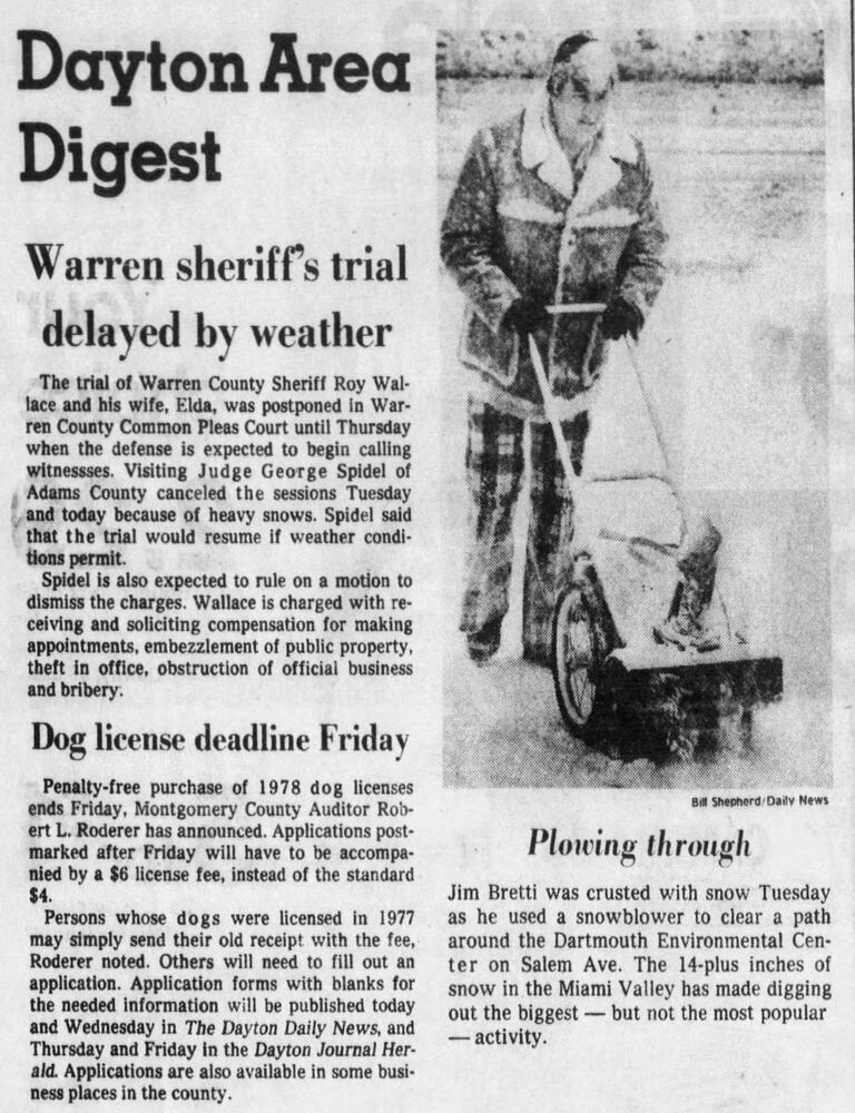 Winter Blizzard of 1978 Dayton