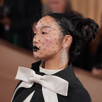 Audrey Nuna arrives at the 83rd Golden Globes on Sunday, Jan. 11, 2026, at the Beverly Hilton in Beverly Hills, Calif. (Photo by Jordan Strauss/Invision/AP)