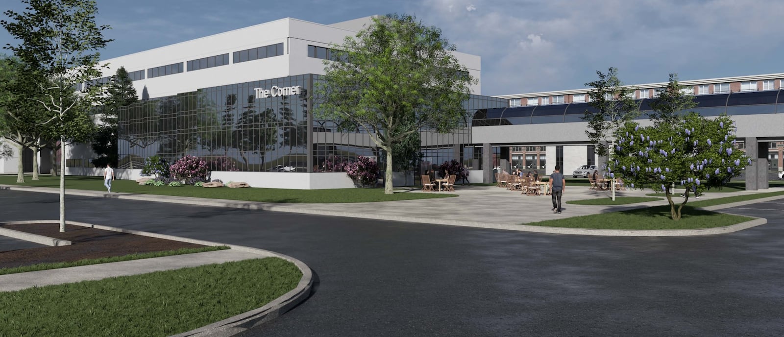 A digital rendering of what "the Pike" may look like at the rebranded LexisNexis campus, including  branded signage, wayfinding and landscaping upgrades. CONTRIBUTED