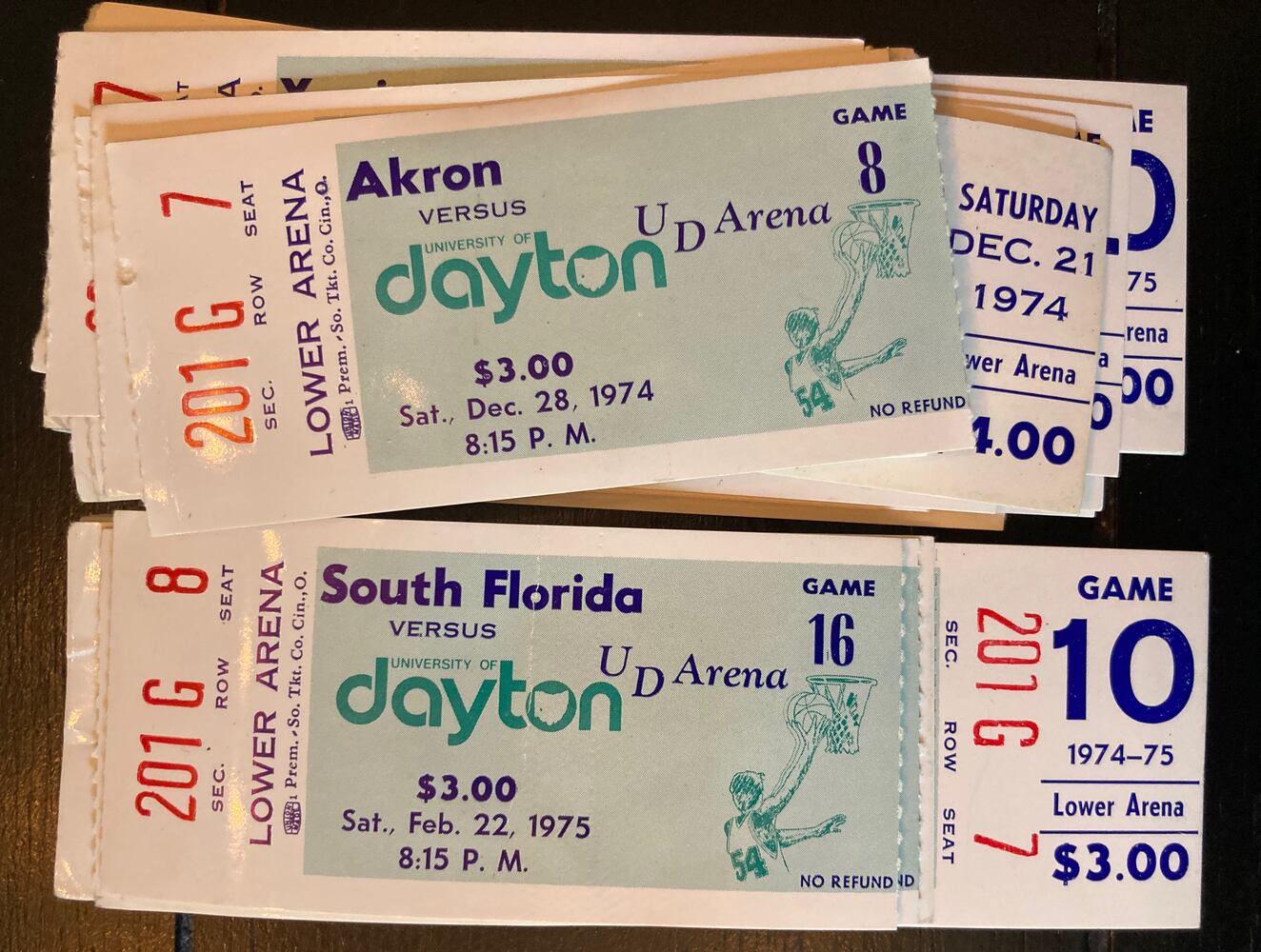 Dayton Flyers ticket stubs