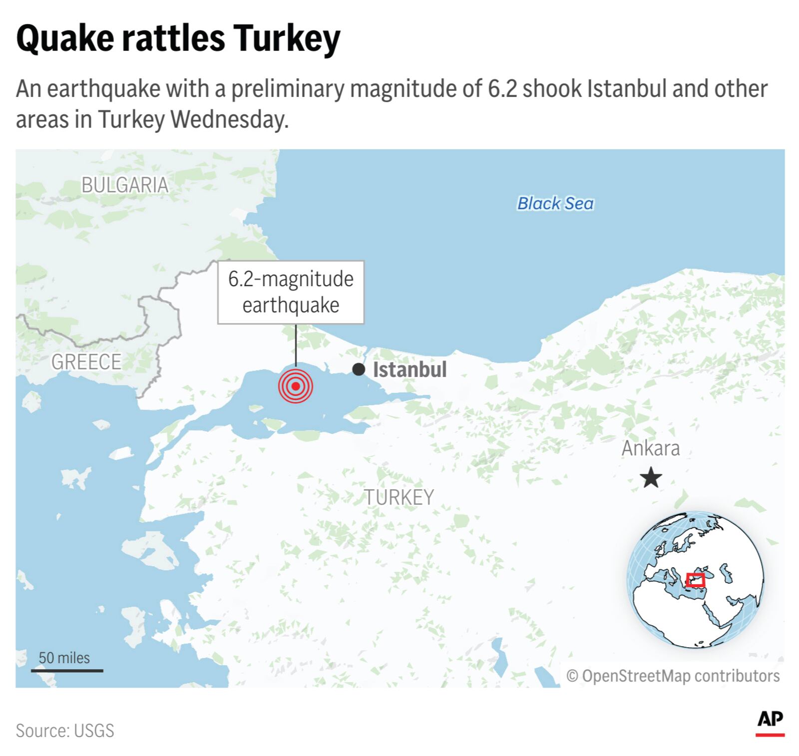 A strong earthquake was felt in Istanbul and other parts of Turkey Wednesday. (AP Digital Embed)