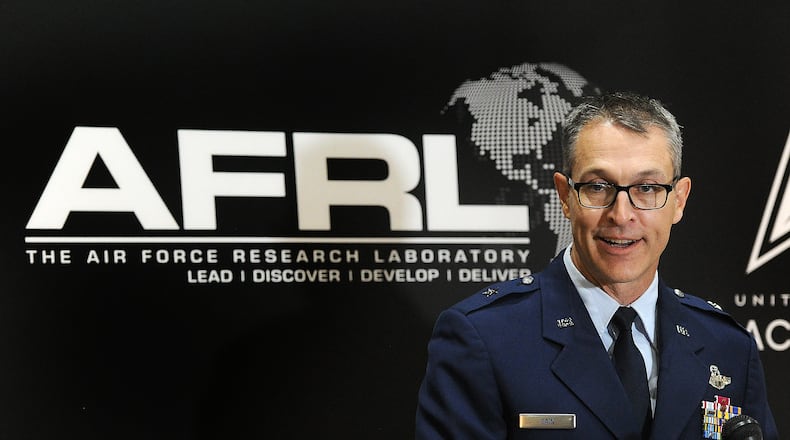 Brigadier General Scott A. Cain, assumed command of the Air Force Research Laboratory (AFRL) Monday, June 5, 2023 at the National Museum of the U.S. Air Force. MARSHALL GORBY\STAFF