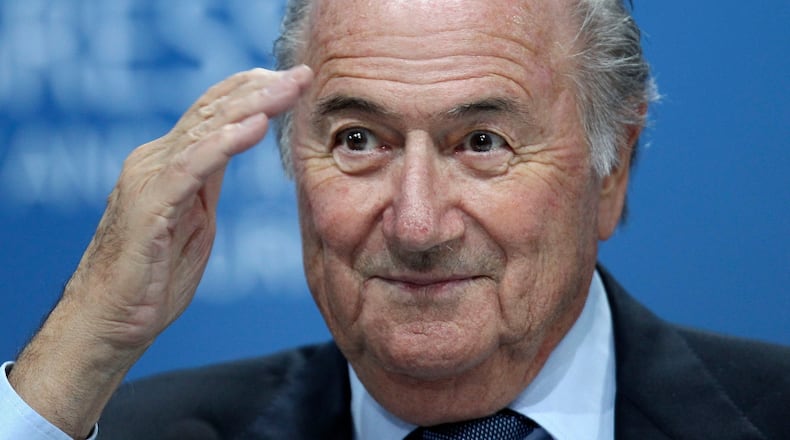 FILE - In this June 1, 2011, file photo, Sepp Blatter gestures during a press conference in Zurich, Switzerland. (AP Photo/Michael Probst, File)